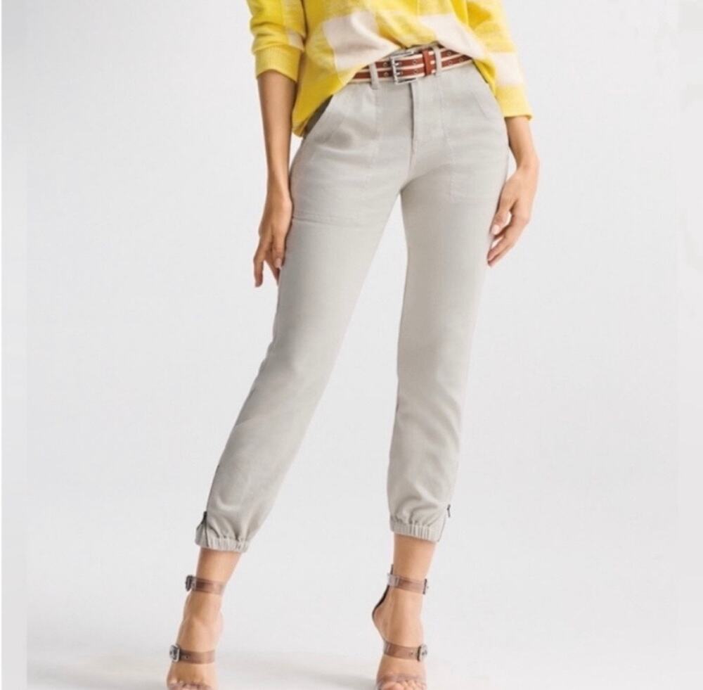 Cabi Khaki Pants Ankle Zip Crop Size 16 Compass Tan Style 6264 Stretch